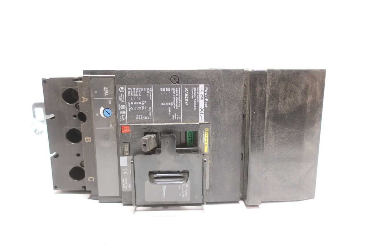 SQUARE D JGA36225YP POWERPACT 3P 225A AMP 600V-AC MOLDED CASE CIRCUIT BREAKER - CIRCUIT BREAKERS