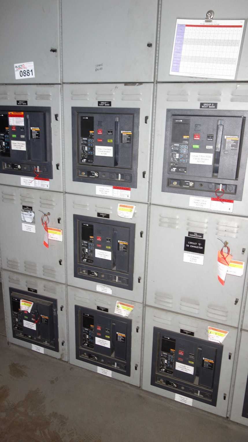 MERLIN GERIN MASTERPACT SWITCHGEAR BREAKER CABINET W/ 15X BREAKER DELAYED REMOVAL - SWITCHGEAR