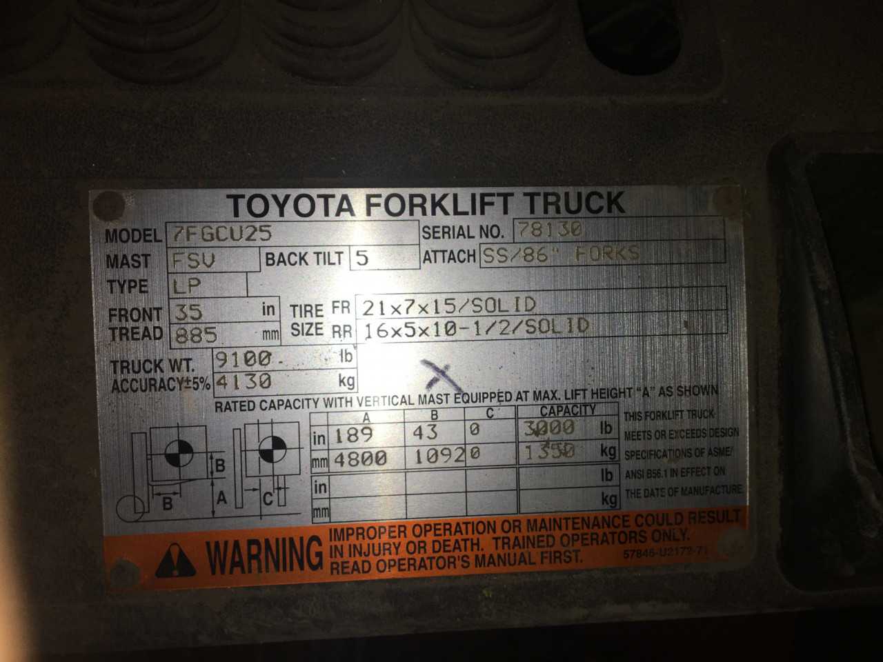 2003 TOYOTA COUNTERBALANCE, HARRISBURG, PA - FORKLIFTS