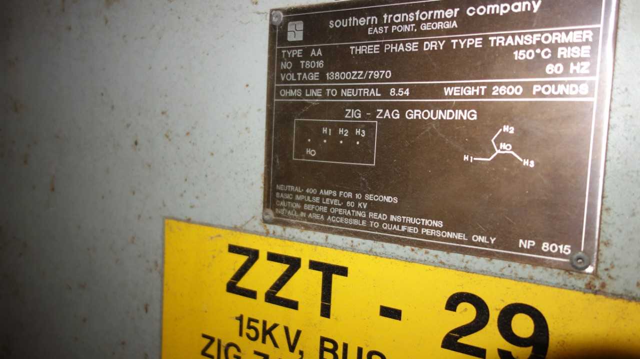 SOUTHERN AA 13800/7970V-AC DRY TRANSFORMER - CONTROL TRANSFORMERS