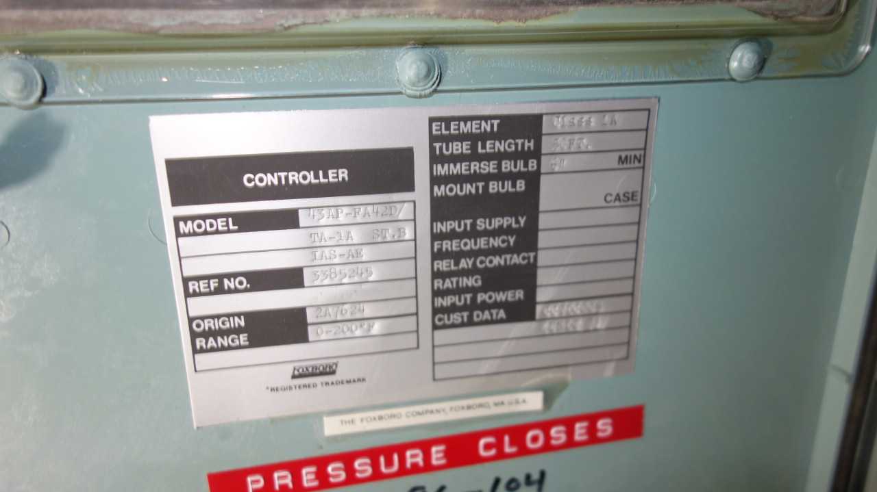 FOXBORO 43AP-FA42D PNEUMATIC CONTROLLER - AUTOMATION & CONTROLS