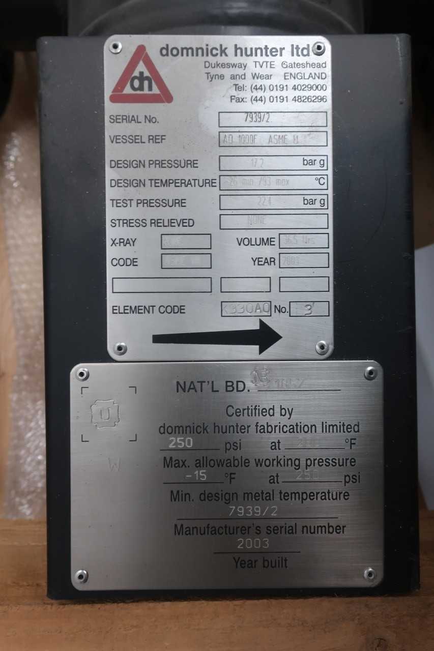 DOMNICK HUNTER HYDRAULIC FILTER ASSEMBLY - PROCESS EQUIPMENT