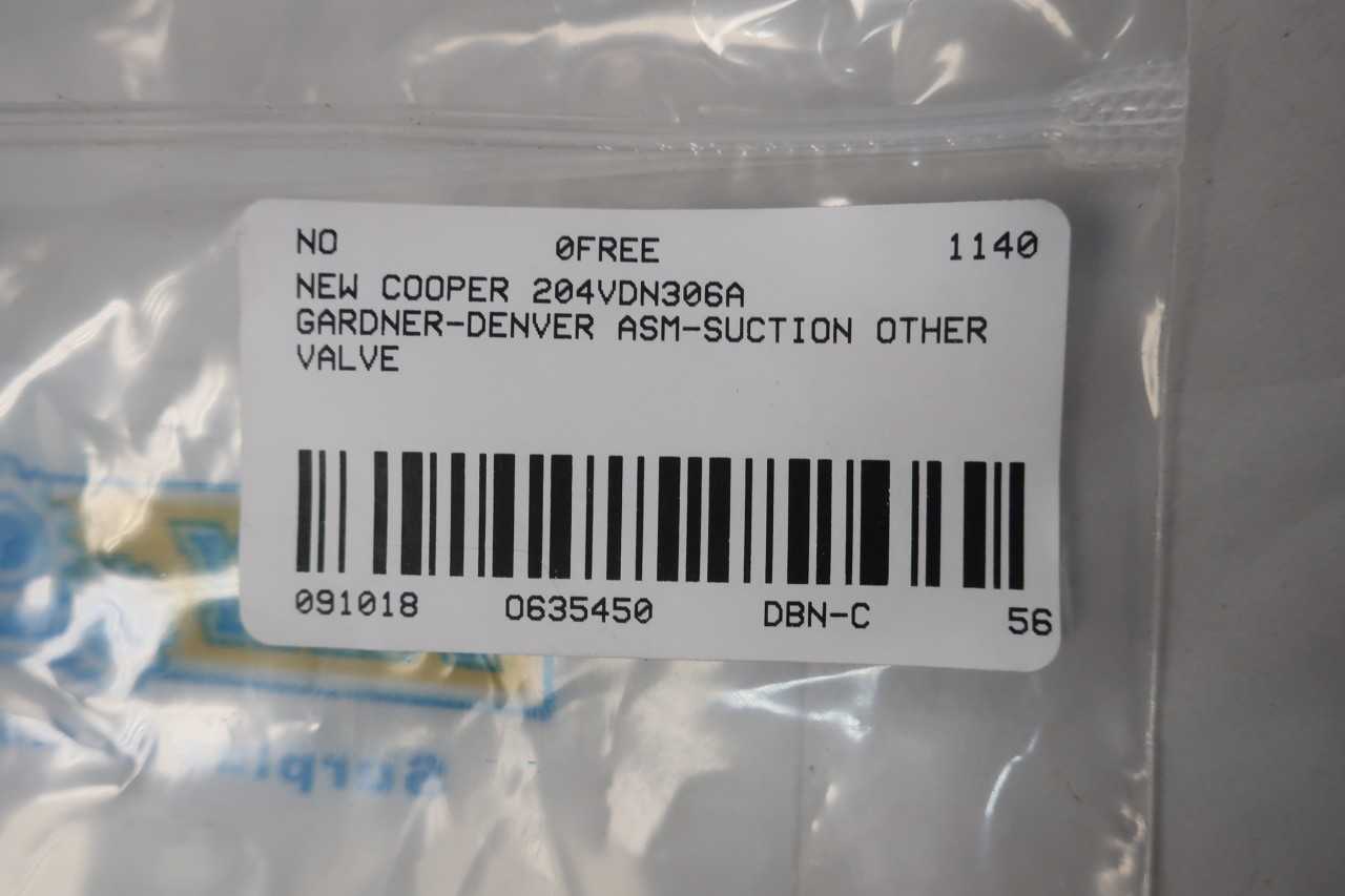 NEW COOPER 204VDN306A GARDNER-DENVER SUCTION VALVE ASSEMBLY AIR COMPRESSOR PARTS AND ACCESSORY - AIR COMPRESSORS