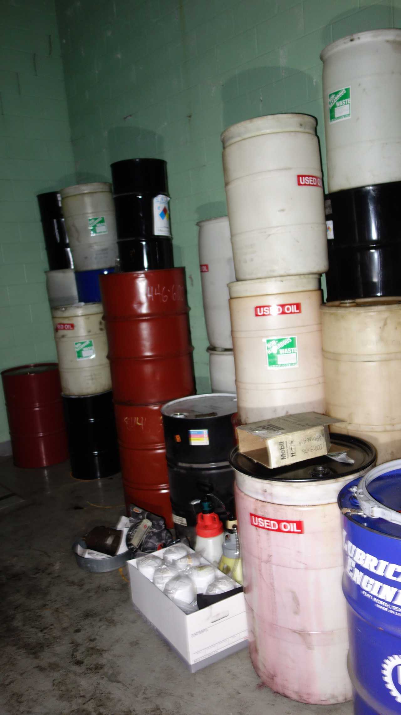 ASSORTED STEEL AND PLASTIC OIL DRUMS (EMPTY) - WASTE BINS