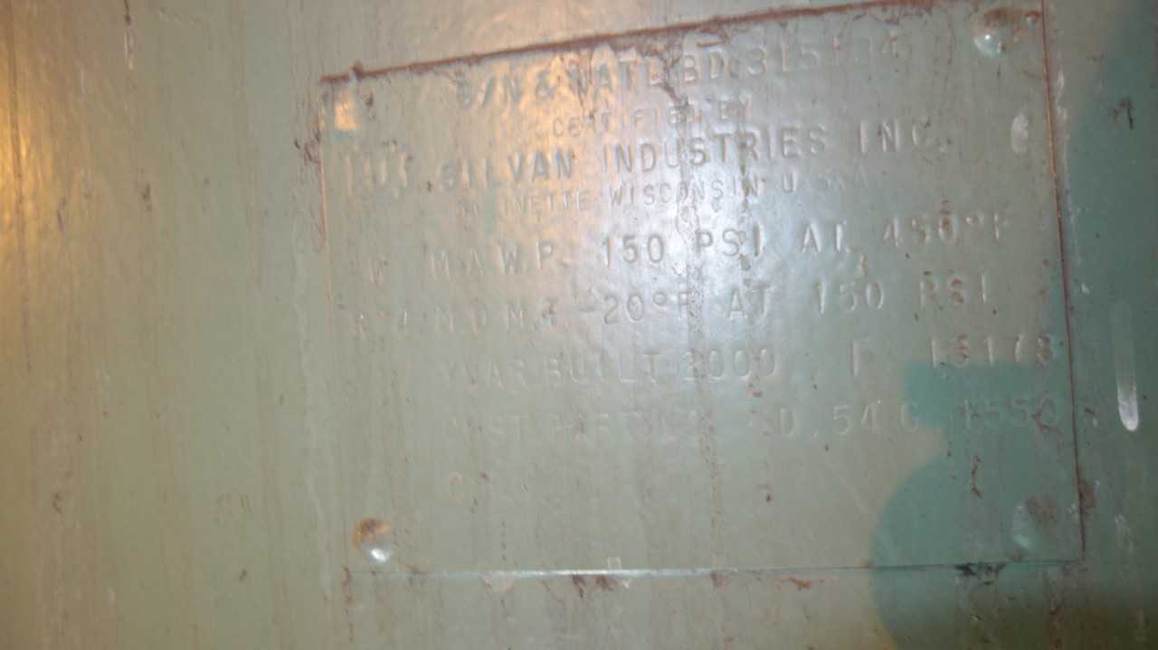 SILVAN INDUSTRIES 150PSI STEEL TANK - PROCESS EQUIPMENT