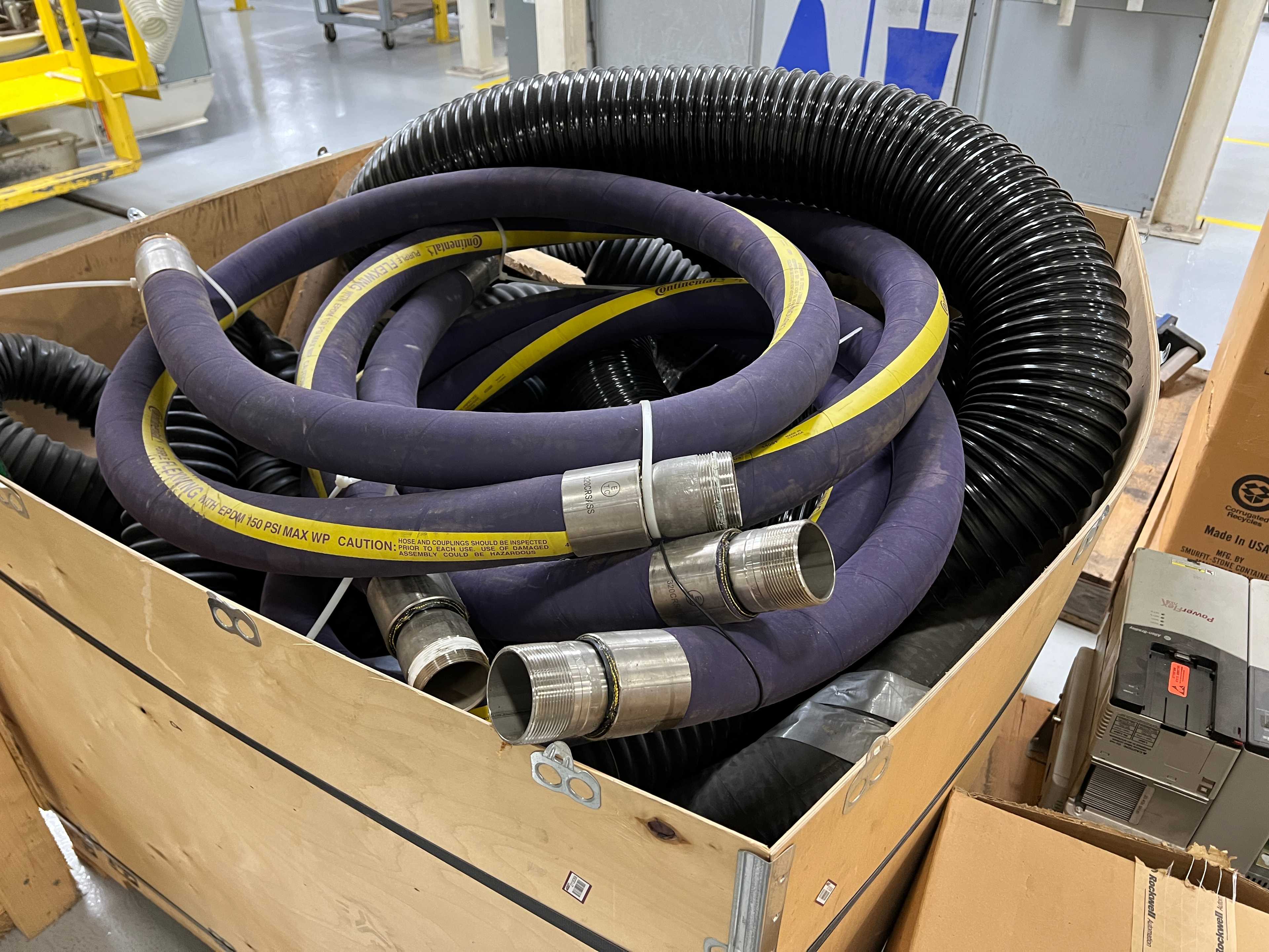 ASSORTED SPARE PARTS - ROLLERS, HOSES, NORDSON EDI PARTS, HEATERS, LARGE AC MOTORS - ELECTRIC MOTORS