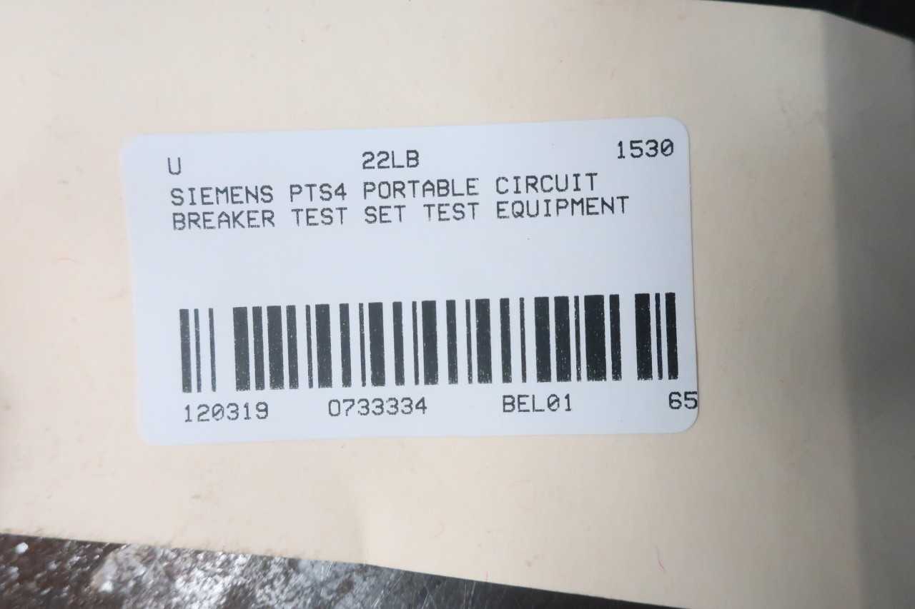SIEMENS PTS4 PORTABLE CIRCUIT BREAKER TEST SET TEST EQUIPMENT - CIRCUIT BREAKERS
