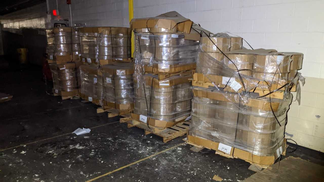 9 PALLETS OF POLYPROPYLENE STRAPPING - ELECTRICAL COMPONENTS