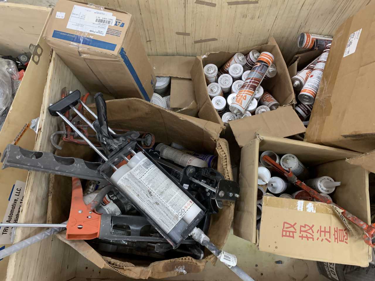 CRATE OF CONCRETE SEALANT LOCTITE ETC. - INDUSTRIAL PARTS