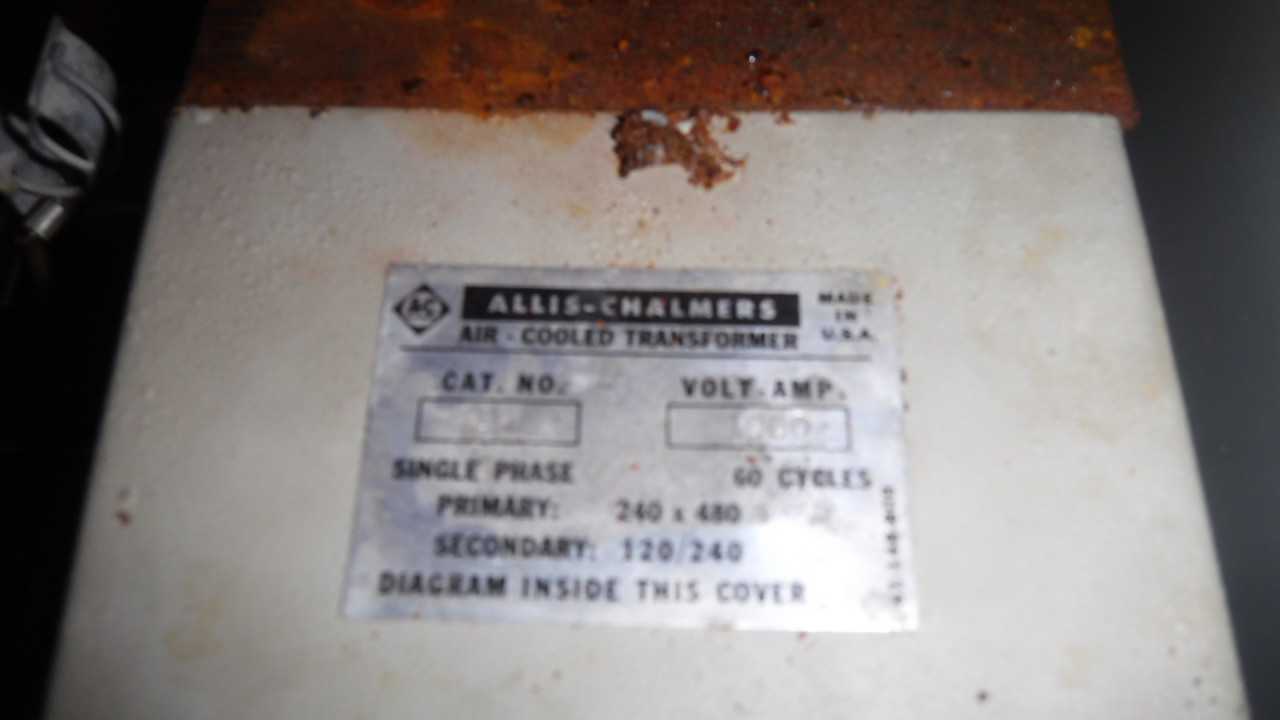 Allis-Chalmers Air-Cooled Transformer and Enclosure - CONTROL TRANSFORMERS