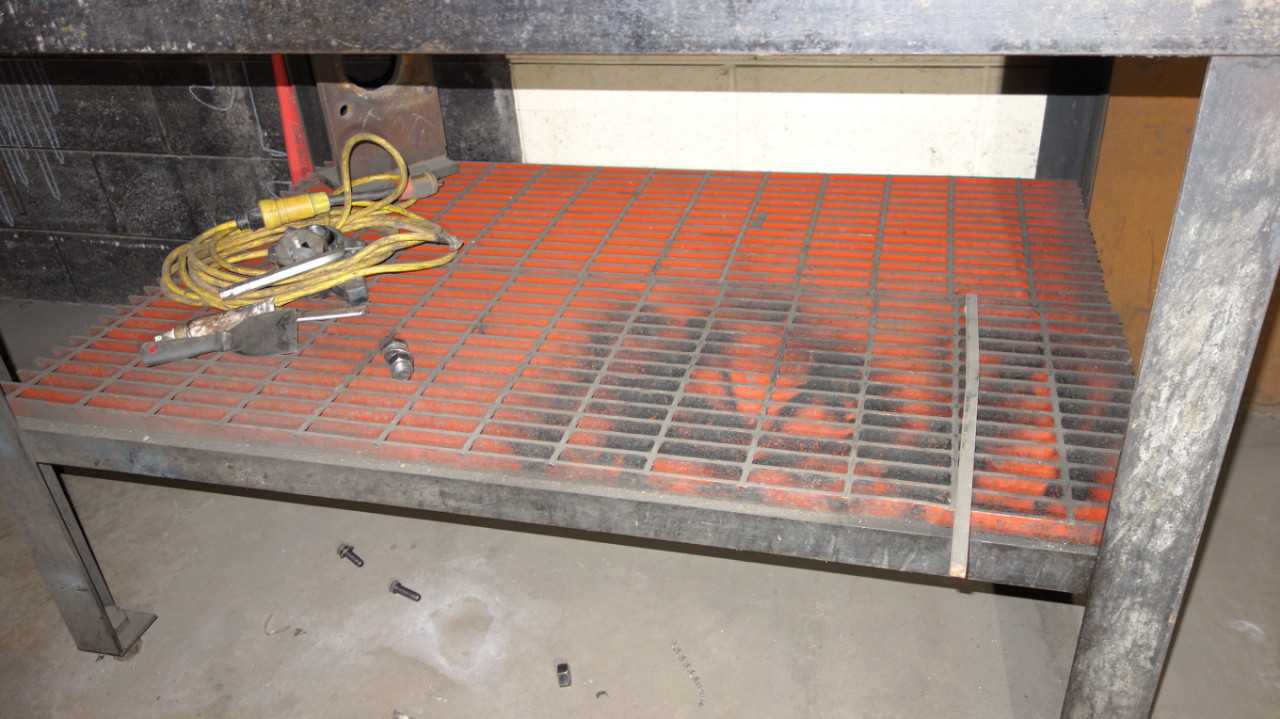 STEEL WORK TABLE WITH CONTENTS - BEARING PULLERS - MISCELLANEOUS