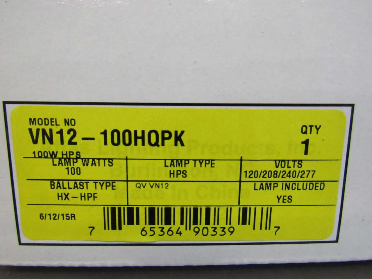 Atlas VN12-100HQPK Lighting Fixture HPS 120/208/240/277VAC 100 Watts - LIGHTING