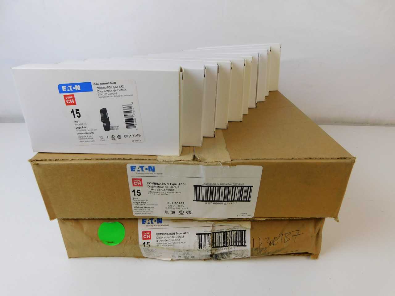 Quantity 50 of Eaton CH115CAFA Arc Ground Fault CH 1P 15A 240VAC - CIRCUIT BREAKERS