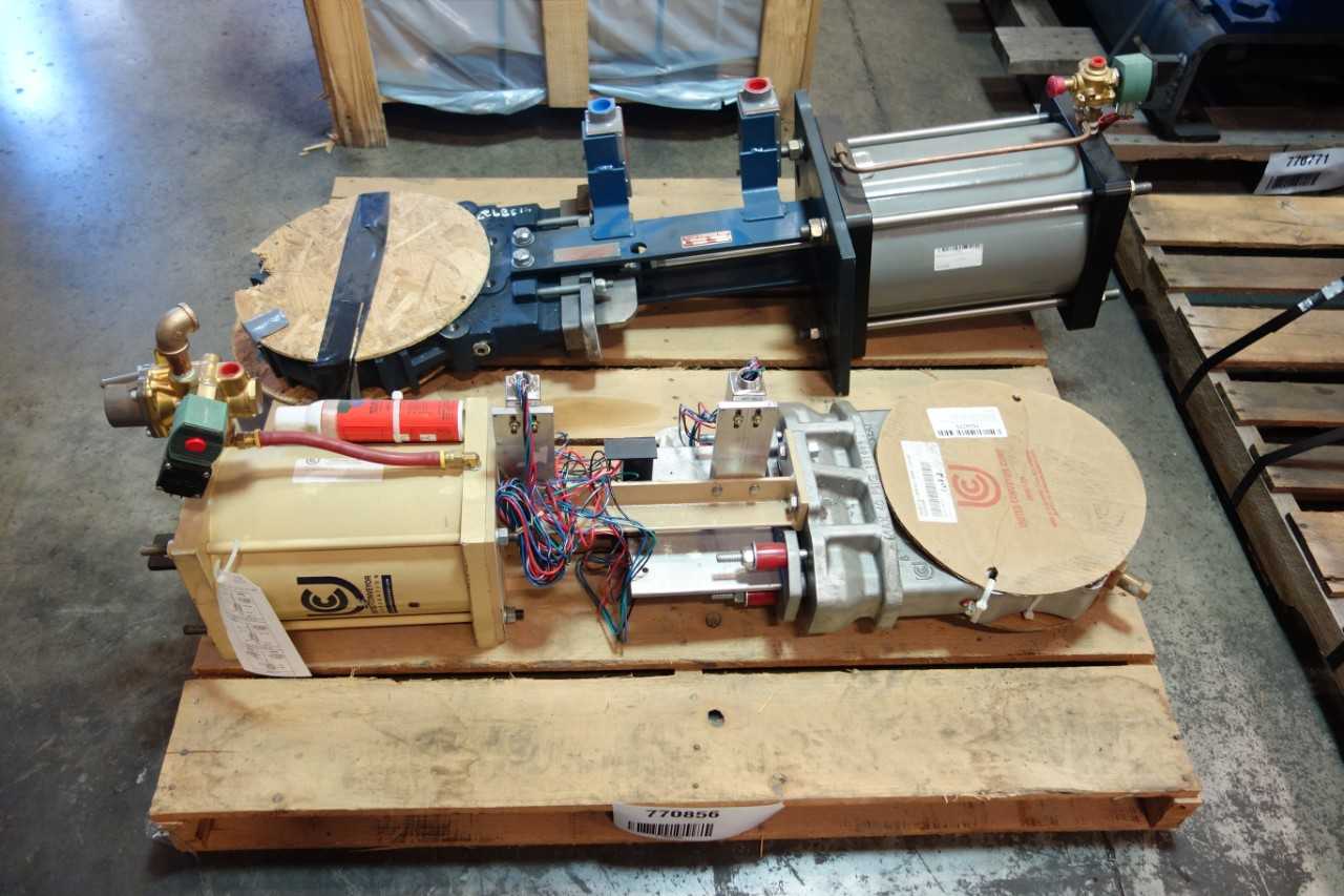 LOT OF 2 ASSORTED KNIFE GATE VALVE ALLEN SHERMAN HOFF 10IN UNITED CONVEYOR 8IN - KNIFE GATE VALVE
