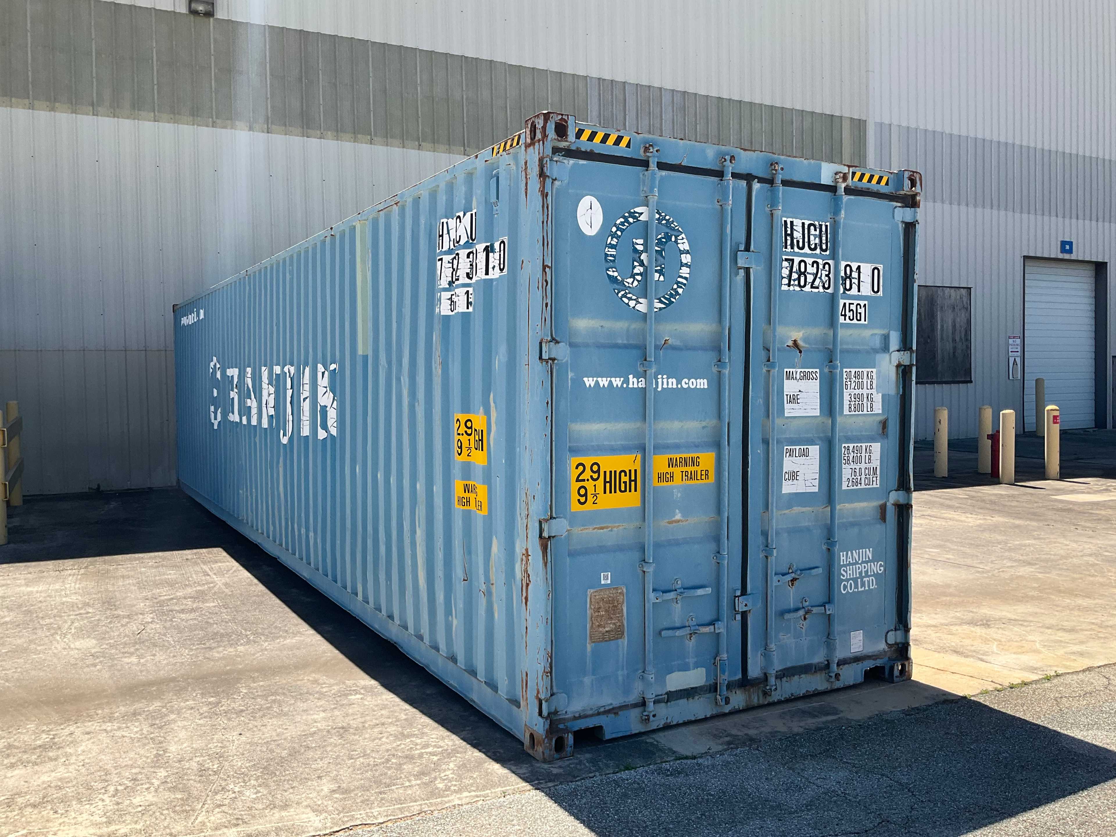 HANJIN HJCU-7823810 HIGH CUBE SHIPPING CONTAINER - CONSTRUCTION HANJIN HJCU-7823810 HIGH CUBE SHIPPING CONTAINER - CONSTRUCTION