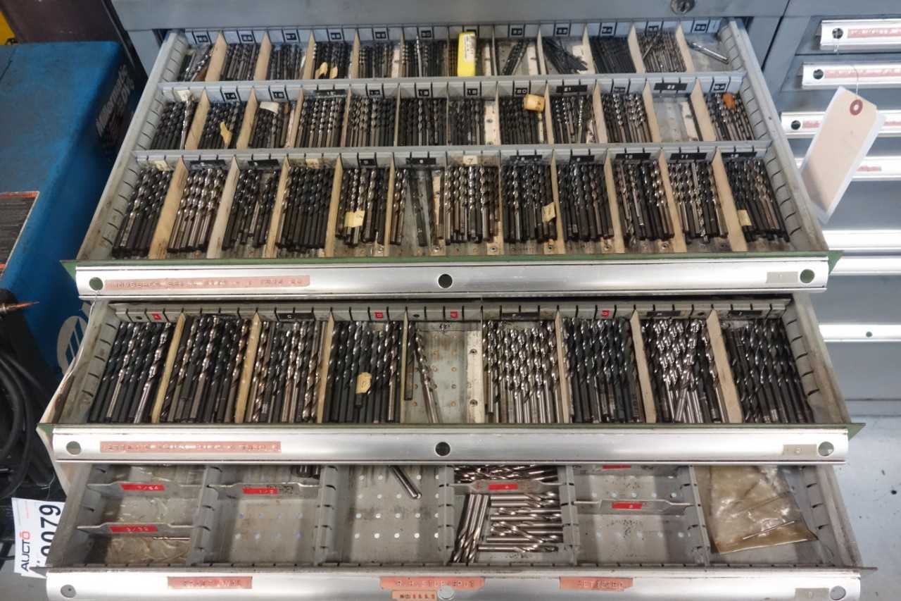 Tool cabinet with drill bits, taps, punches, dies - ELECTRIC POWER TOOLS