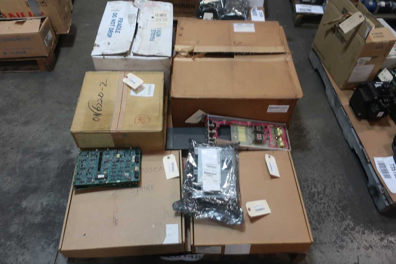 1 PALLET OF ASSORTED AUTOMATION AND CONTROLS, SERVO MOTORS, CONTROLLERS, SERVO DRIVES, YASKAWA, MITSUBISHI, ALSTOM, WESTINGHOUSE - SERVO