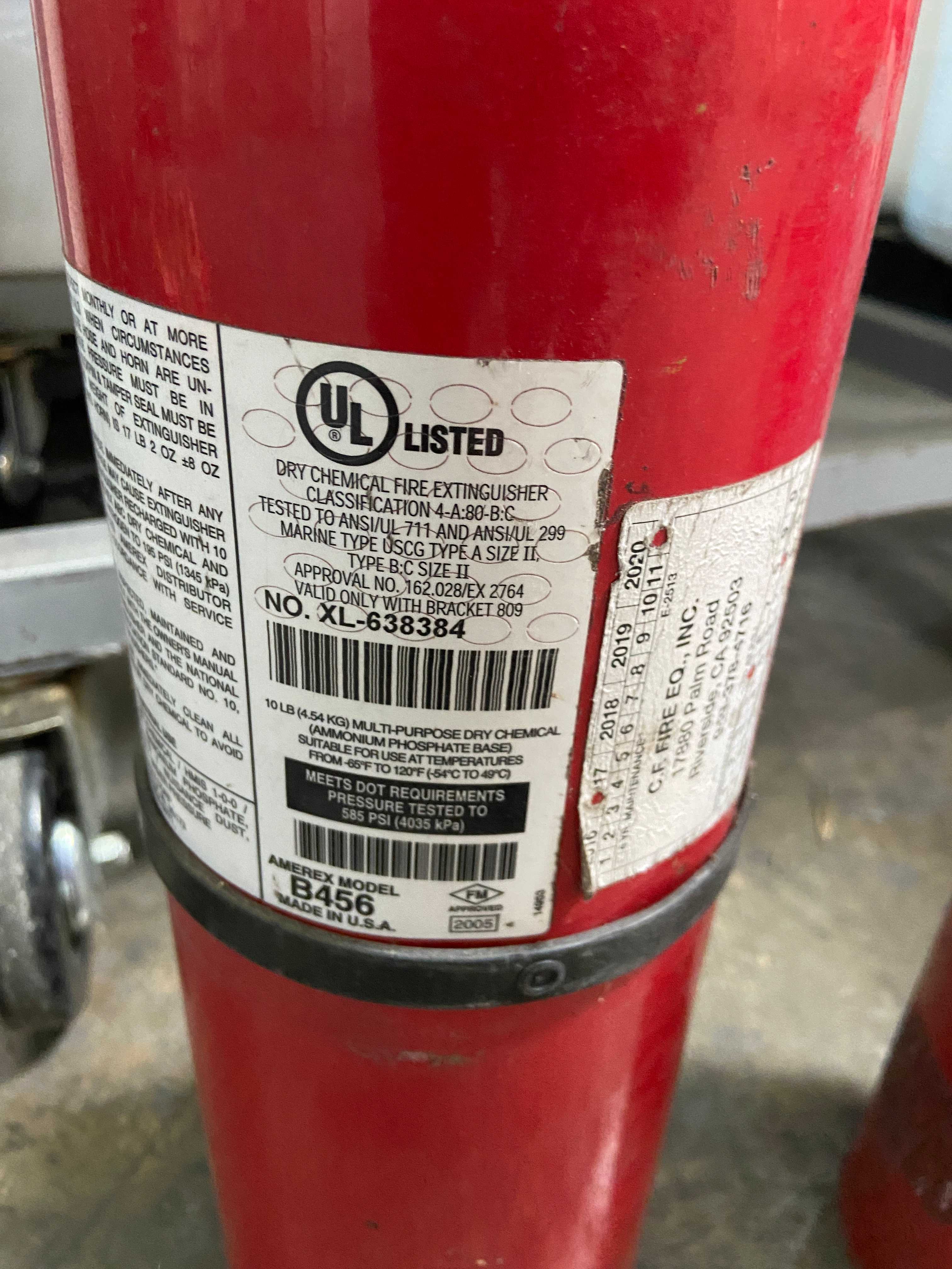 21 fire extinguishers; Amerex Model B402; fully charged - SAFETY EQUIPMENT