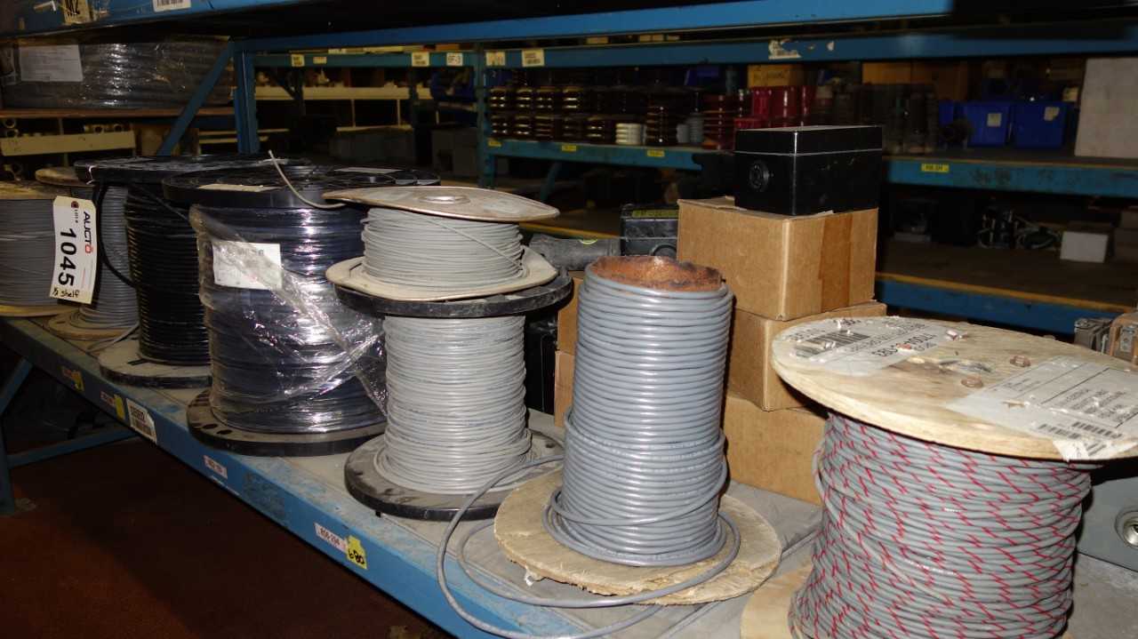 LOT OF ASSORTED SPOOLS OF WIRE AND COAXLE CABLE - ELECTRICAL COMPONENTS