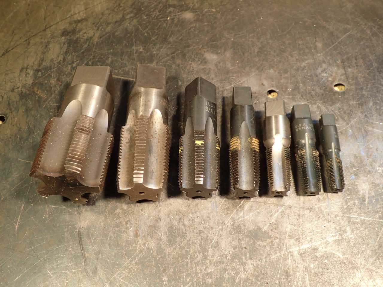 7 Piece Set NPT Tapered Pipe Hand Thread Taps 1/8" 1/4" 3/8" 1/2" 3/4" 1" 1-1/4" - MACHINING ACCESSORIES & TOOLING