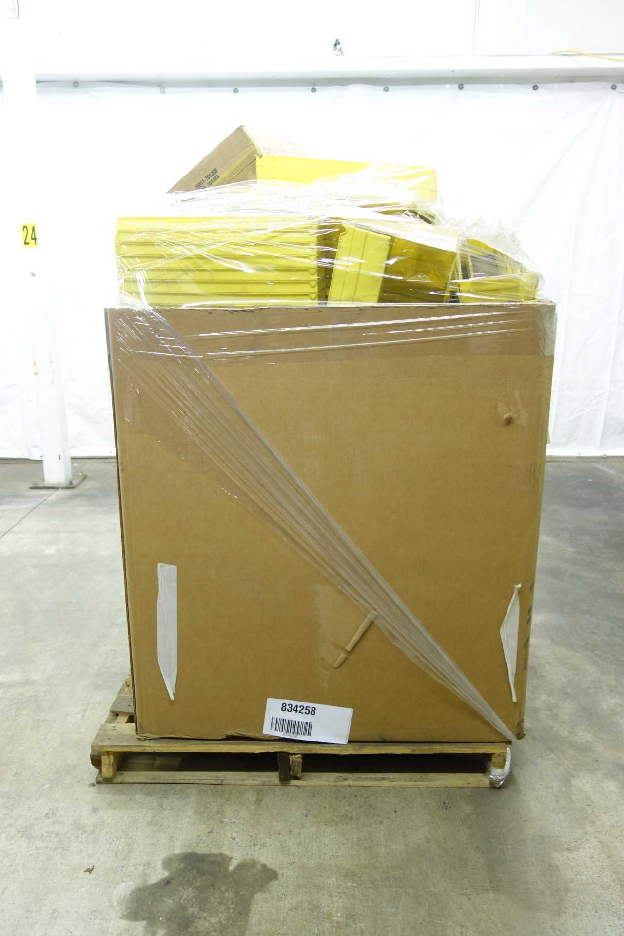GAYLORD OF ASSORTED PLASTIC STORAGE BINS - TOOL STORAGE