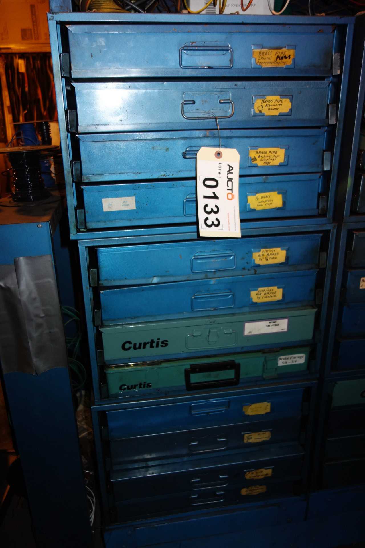 CONTENTS WITH CURTIS TOOLBOX, BRASS PIPE FITTINGS - PROCESS EQUIPMENT
