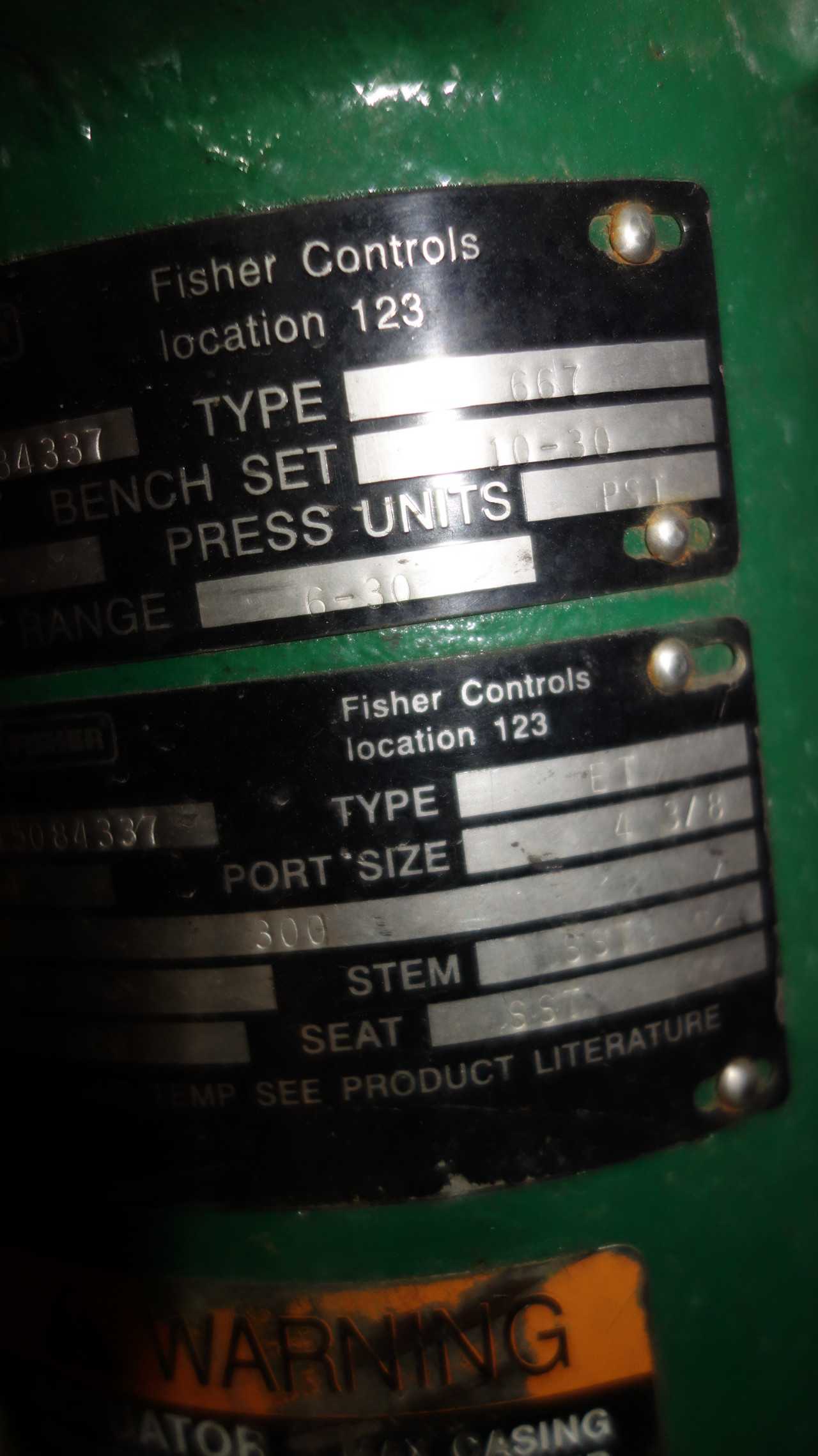 FISHER ET 667 4IN CONTROL VALVE 4160KR CONTROLLER - MISCELLANEOUS