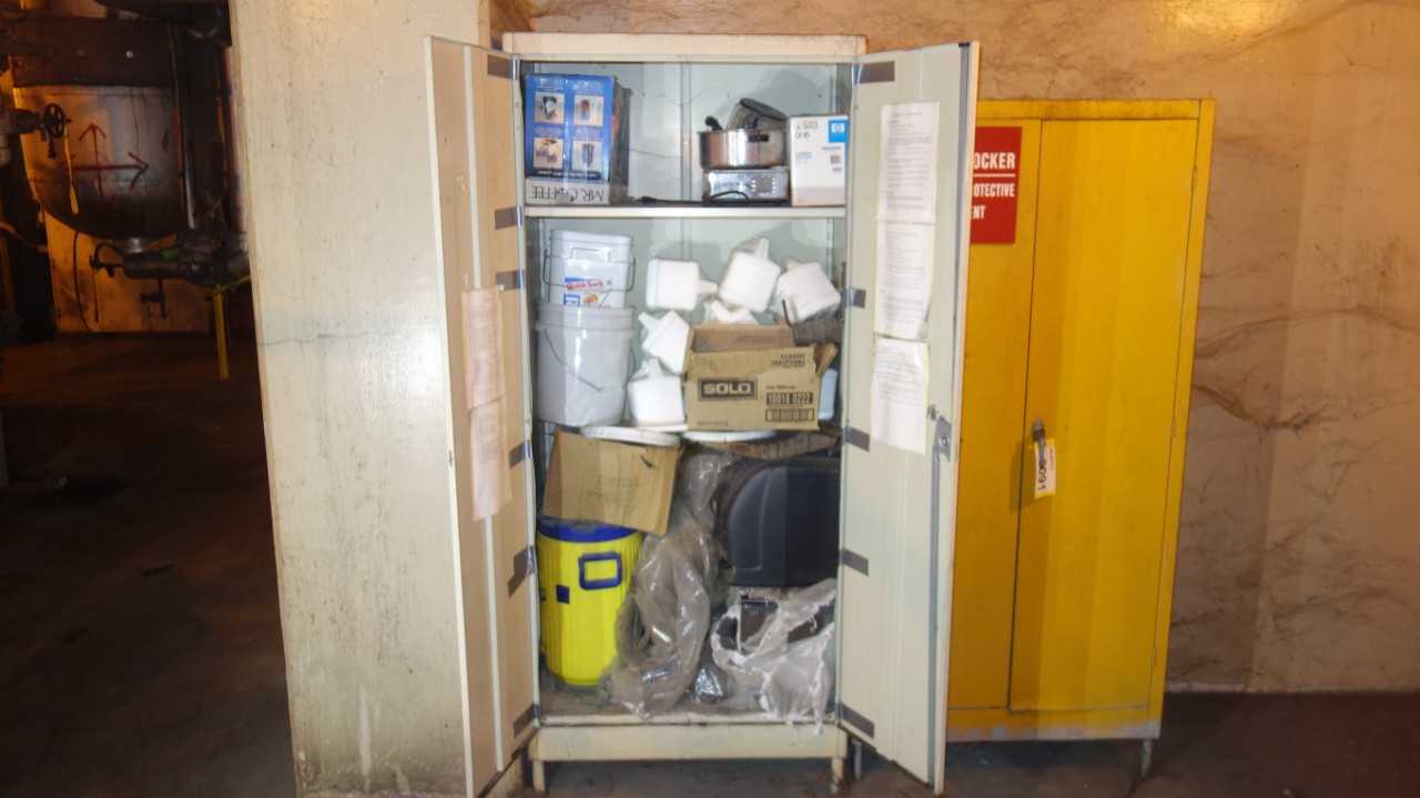 2 DOOR STEEL CABINET W/ CONTENTS - TOOL STORAGE