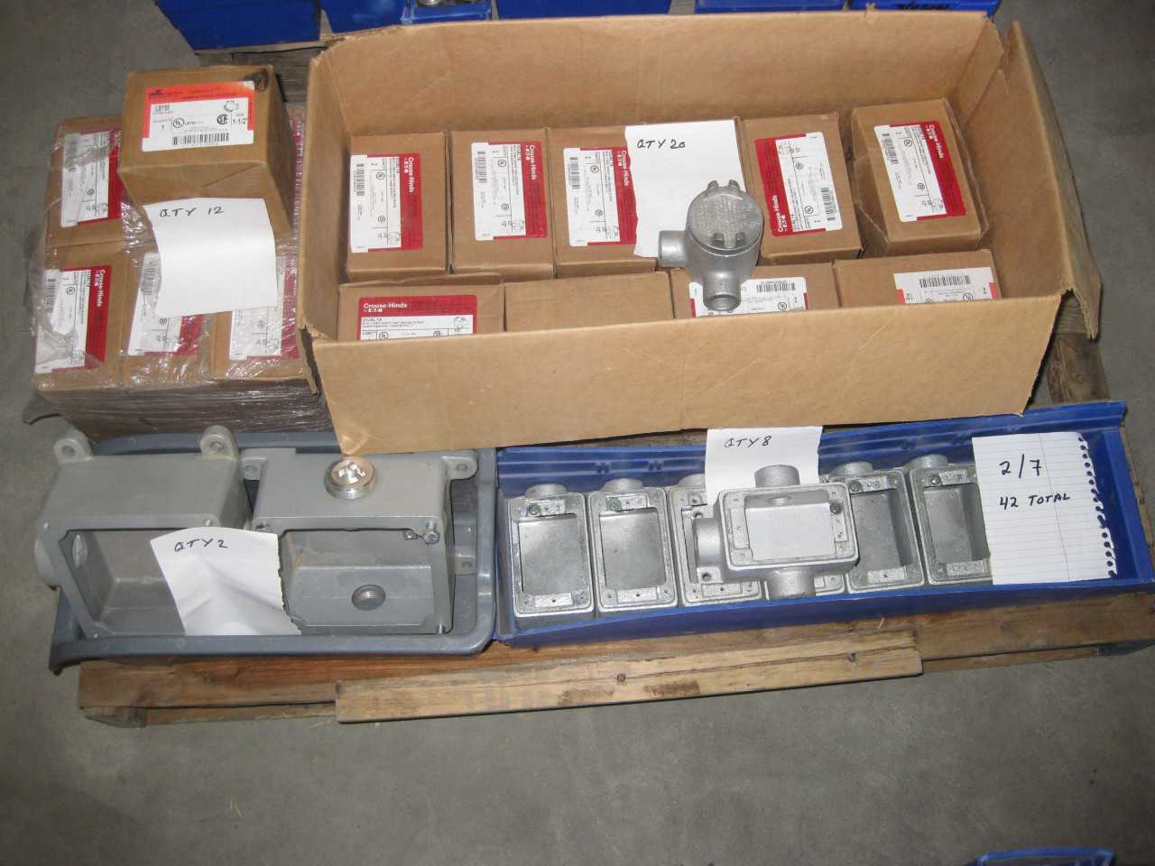 7 SKIDS OF APPLETON PANDUIT FITTINGS & COVERS ( QTY. 1675 ) - ELECTRICAL COMPONENTS
