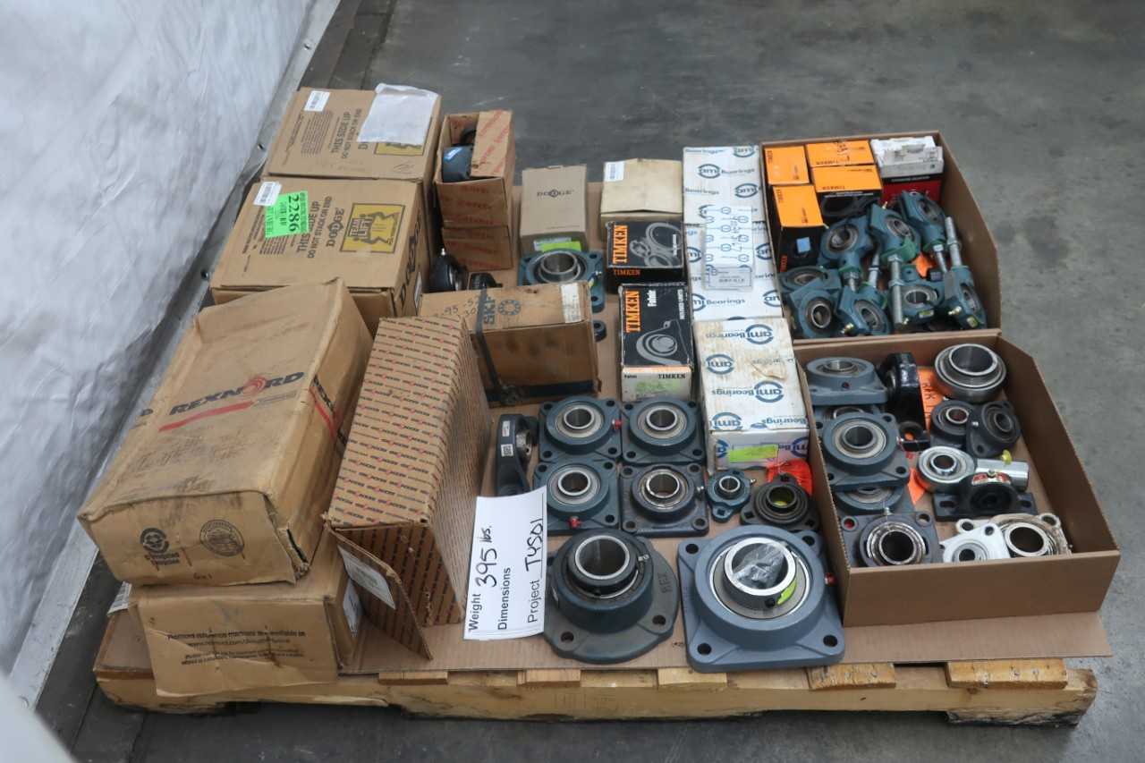 PALLET OF ASSORTED PILLOW BLOCK, MOUNTED AND FLANGE BEARINGS - BEARINGS