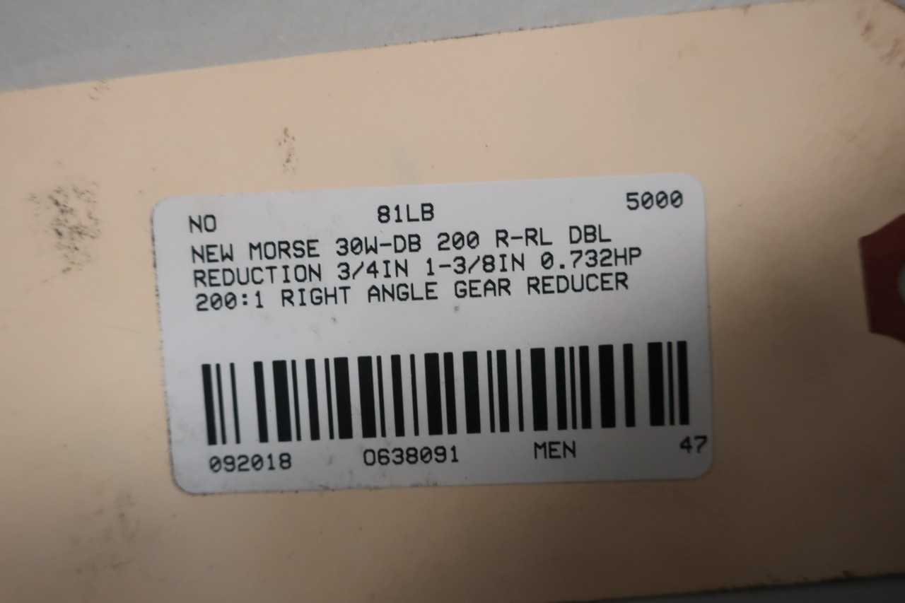 Morse 30W-DB 200 R-RL Dbl Reduction Right Angle Gear Reducer 200:1 - GEAR REDUCERS