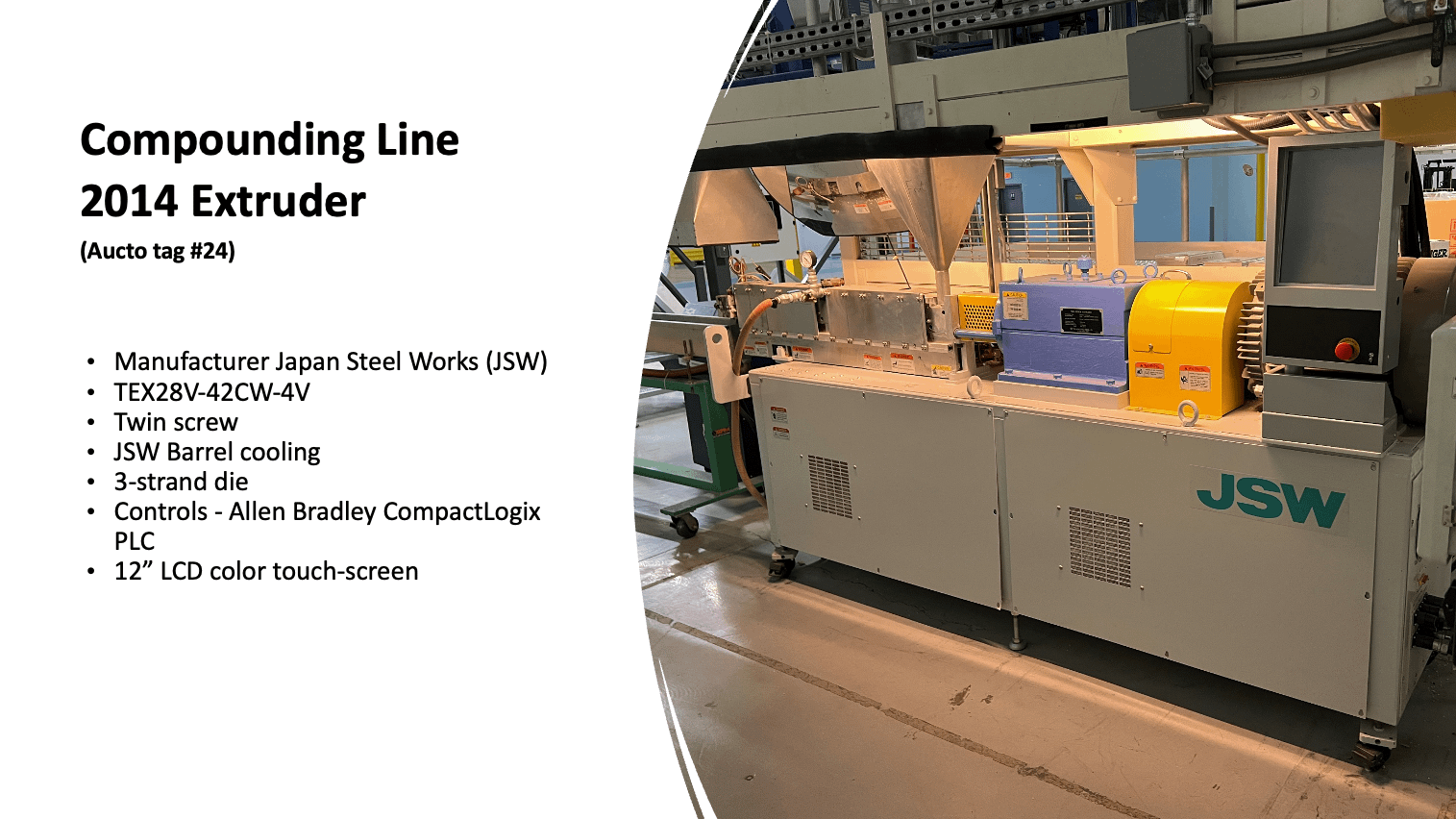 2014 JAPAN STEEL WORKS TEX28V42CW-4V TWIN-SCREW EXTRUDER - HOLEMAKING TOOLS