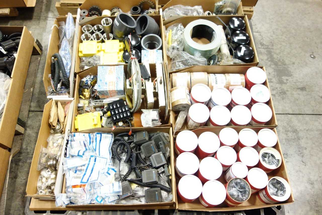 4 PALLETS OF ASSORTED MISCELLANEOUS INDUSTRIAL SURPLUS - ELECTRICAL COMPONENTS