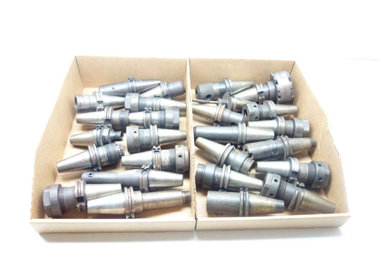 LOT OF ASSORTED CAT40 TOOL HOLDERS - PARLEC, LYNDEX - ELECTRIC POWER TOOLS