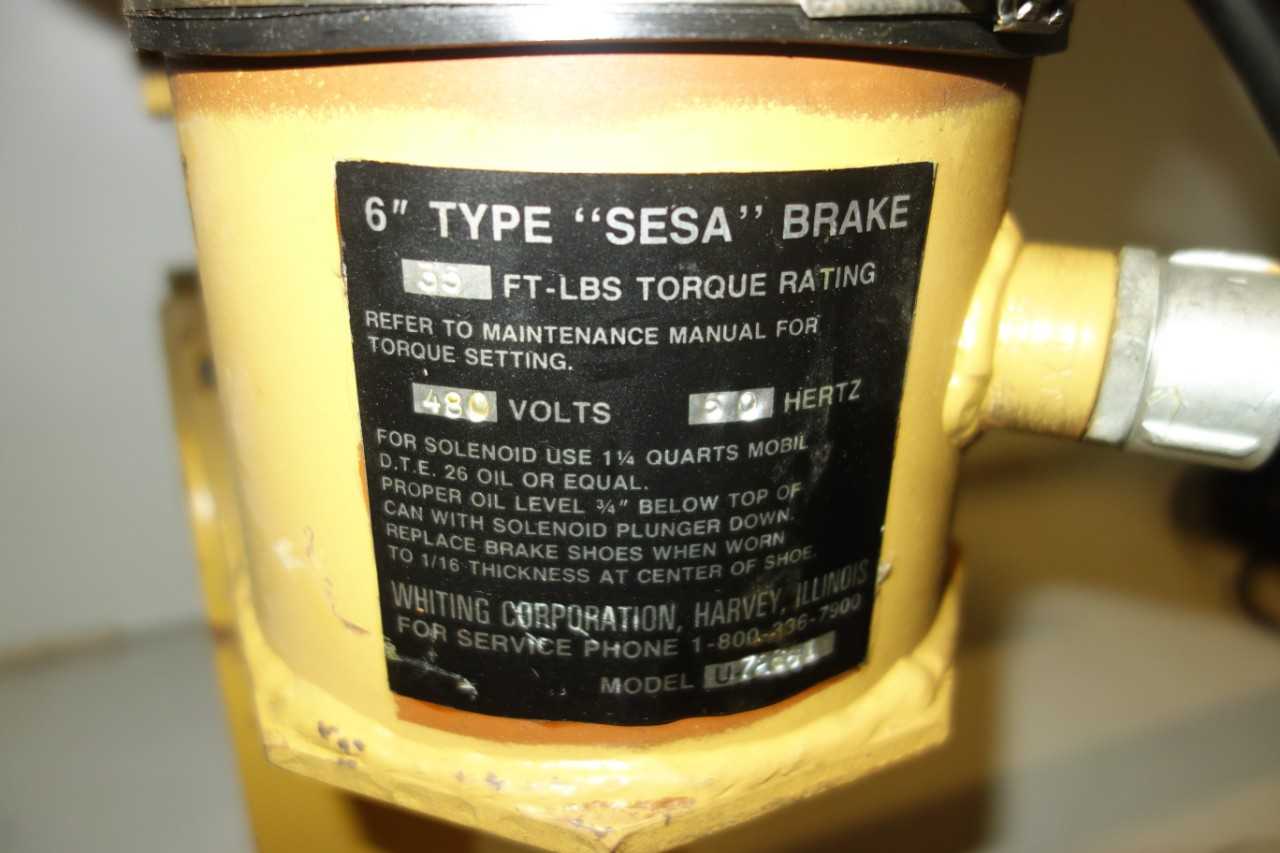 WHITING U 72661 SESA TROLLEY CRANE BRAKE 6IN 55FT LBS 480V AC - LIFTING EQUIPMENT