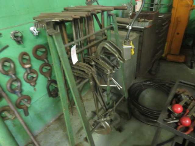All rigging, clamps, other items and steel stand in picture, LOT - MISCELLANEOUS
