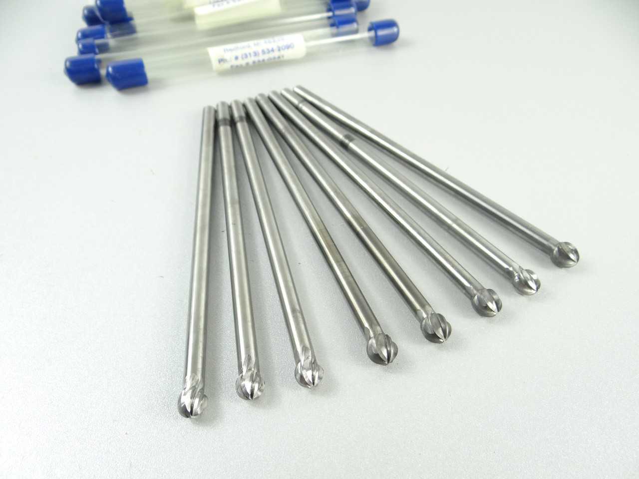 Lot of 8 Solid Carbide Backdraft Ball Nose End Mills - MACHINING ACCESSORIES & TOOLING