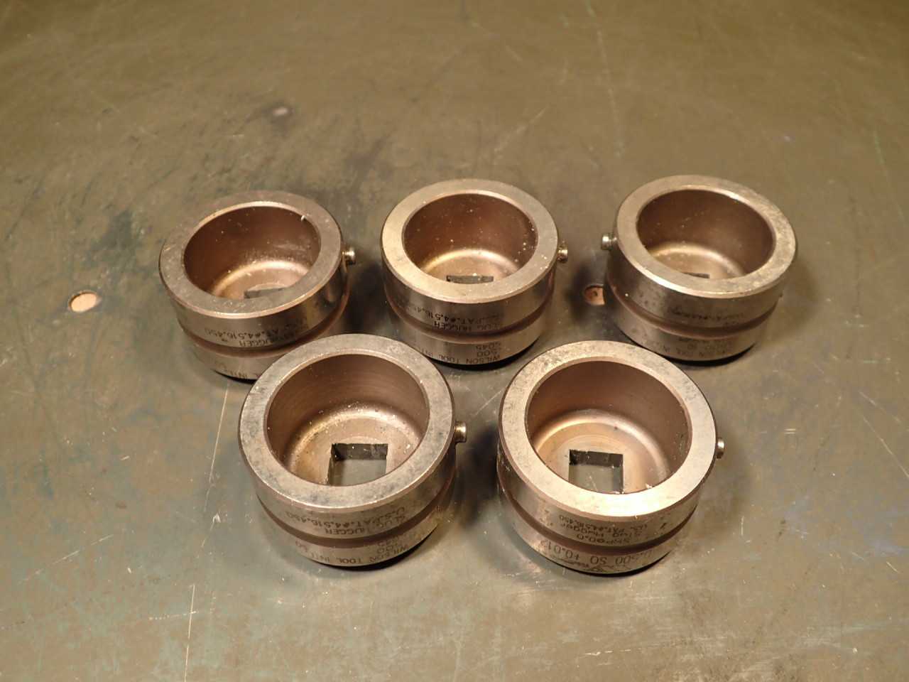 5 Pc Lot Wilson Tool 1/2" Metal Punch Press Dies: .500 +.012, +.032 x2, +.045 x2 - MACHINING ACCESSORIES & TOOLING