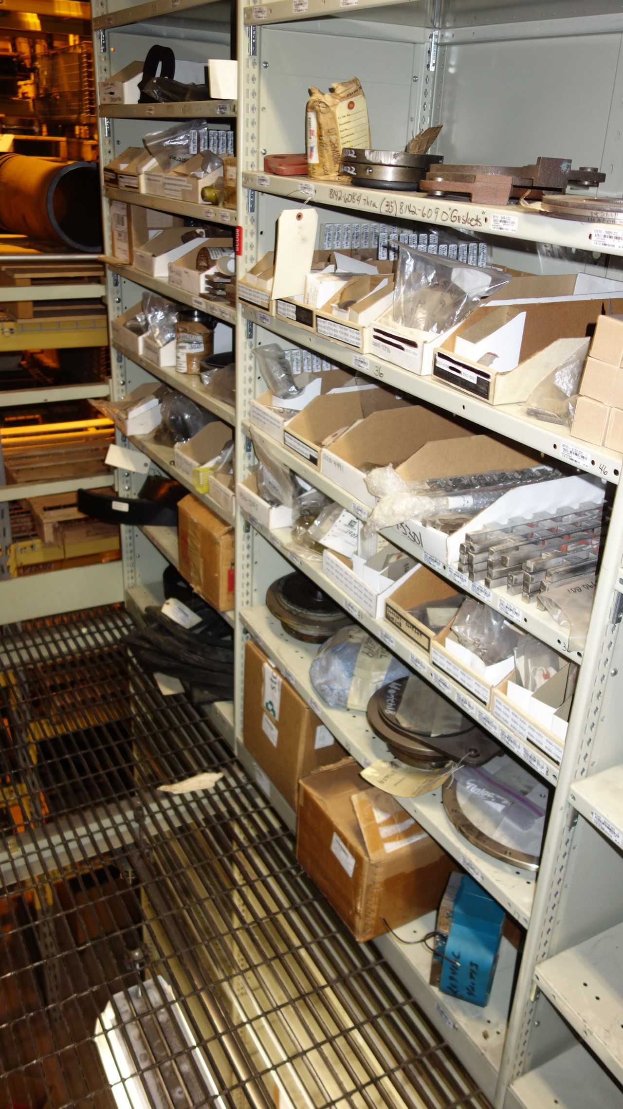 CONTENTS OF 4 SHELF COLUMNS, ASSORTED MRO - SHELVING