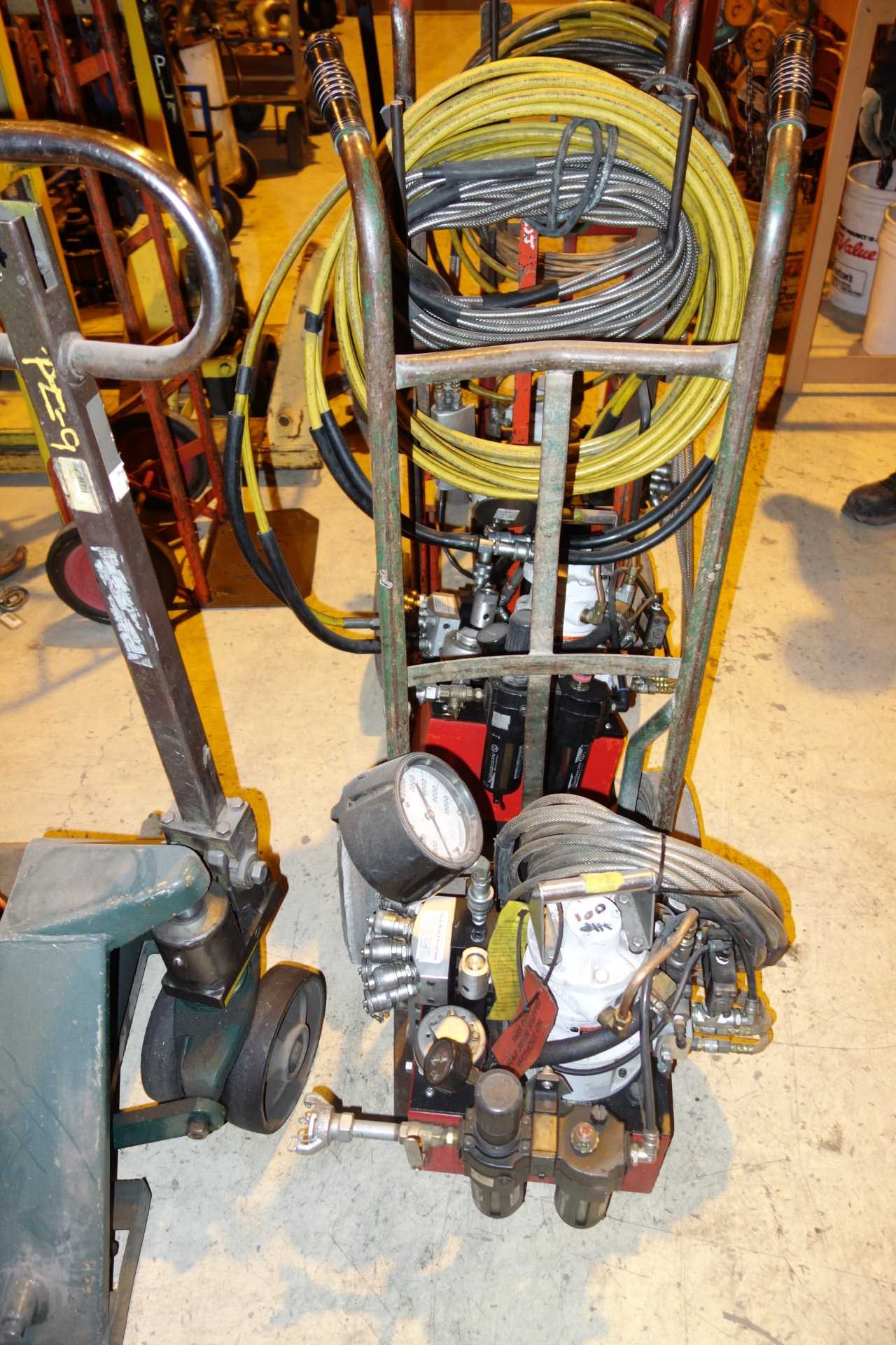 Lot of 3 Air Hydraulic Pump Carts - ROLLING CARTS