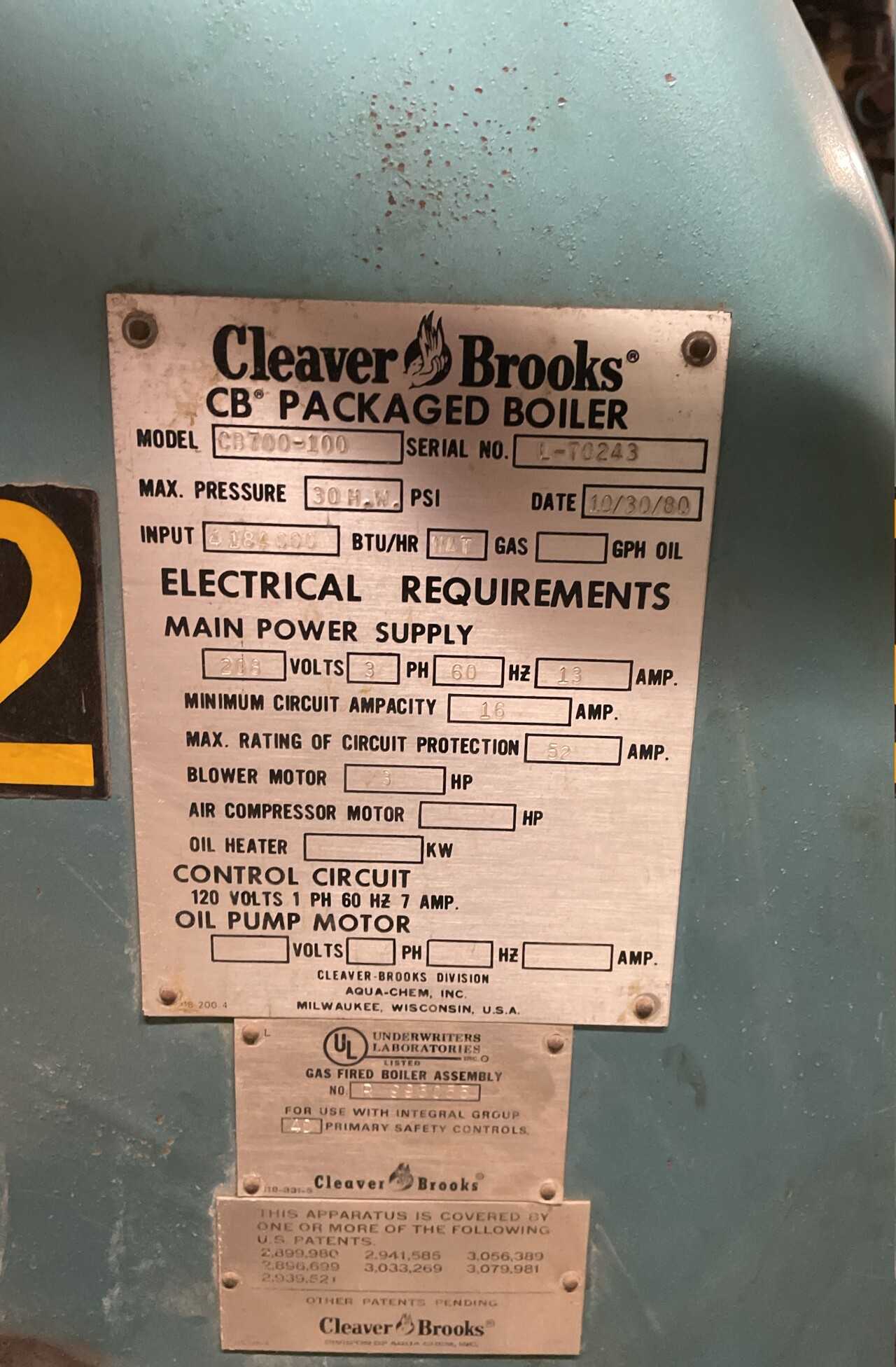 QTY 2 Cleaver Brooks CB Packaged Boiler - BOILERS