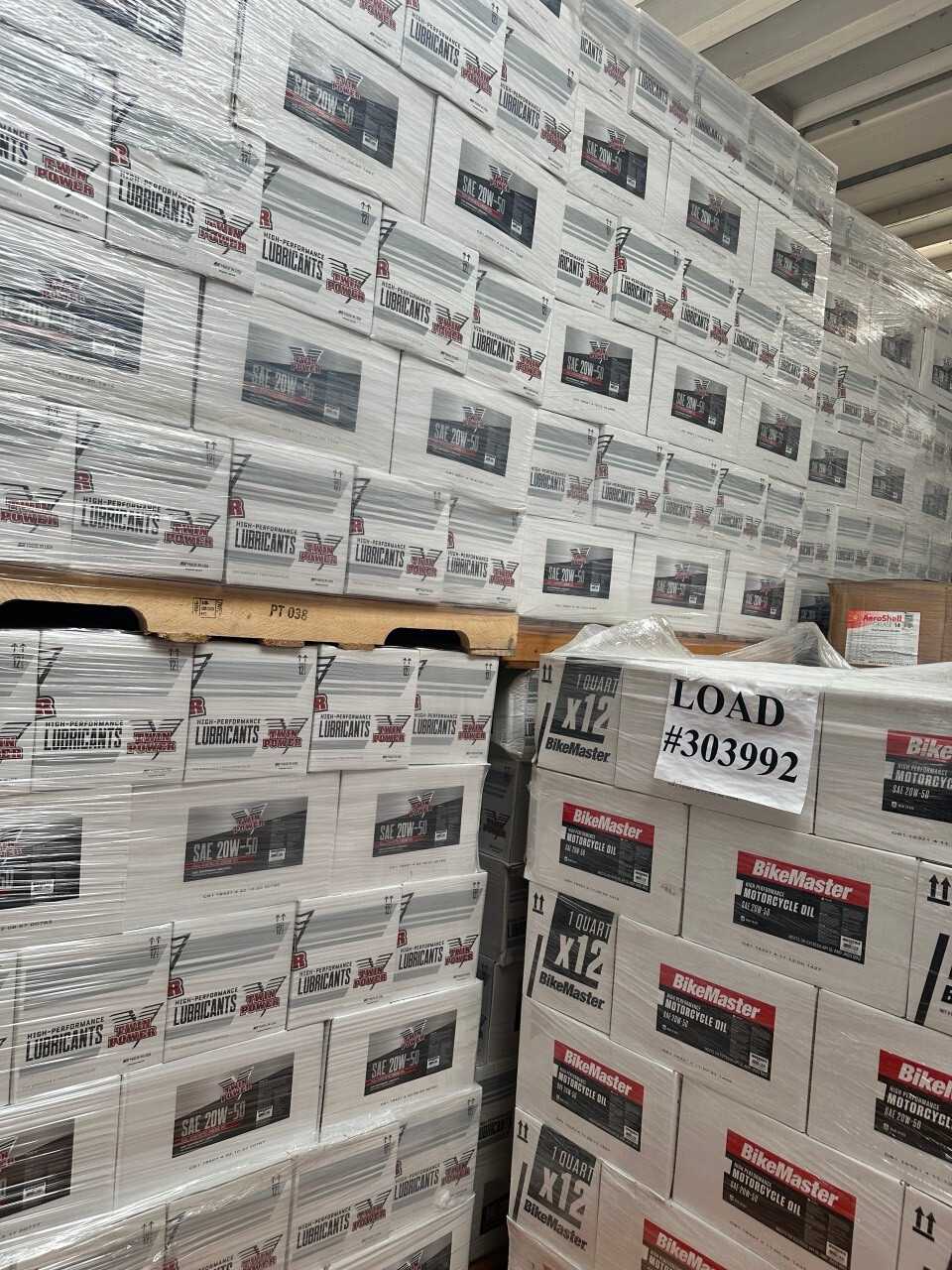 Lot of 3100 Cases of 20W-50 & 1500 Cases of 10W-40 Motorcycle Engine Oil - INDUSTRIAL PARTS
