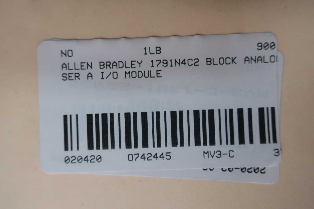 ALLEN BRADLEY 1791-N4C2 BLOCK ANALOG SER A I/O MODULE - AUTOMATION & CONTROLS