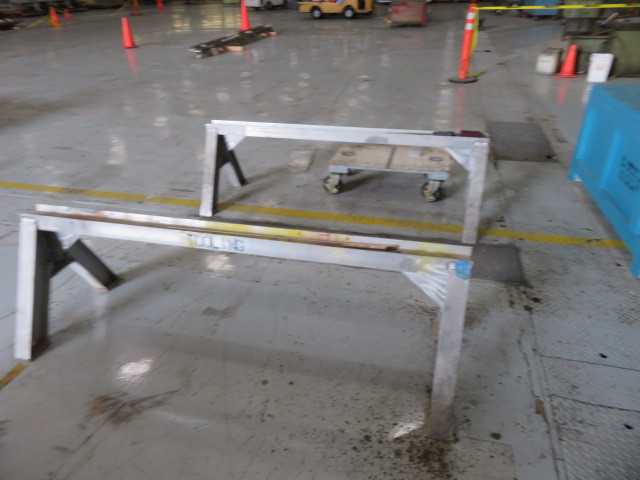 Steel Work Table on Wheels, Aluminum Saw Horses and Step on Wheels, Lot - MISCELLANEOUS