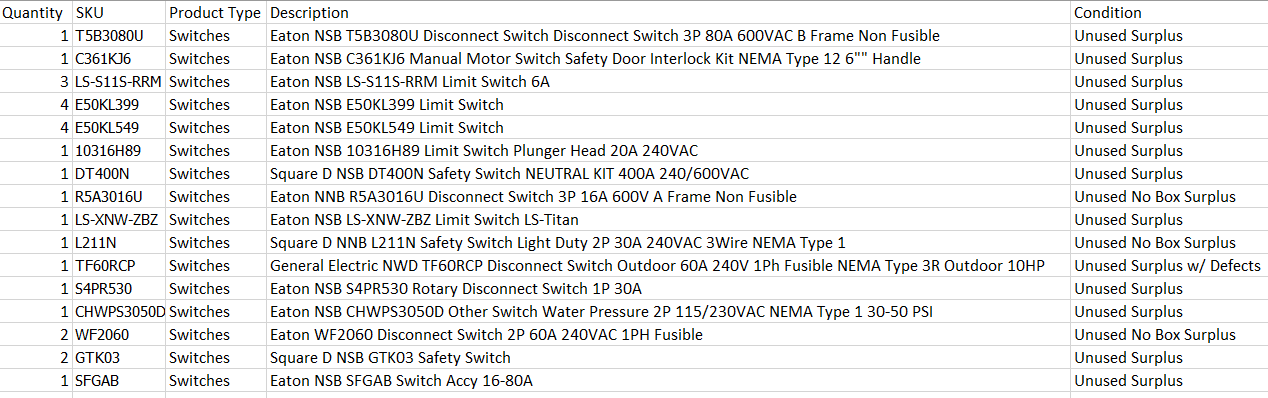 Quantity of 26x Assorted Switches - ELECTRICAL COMPONENTS Quantity of 26x Assorted Switches - ELECTRICAL COMPONENTS