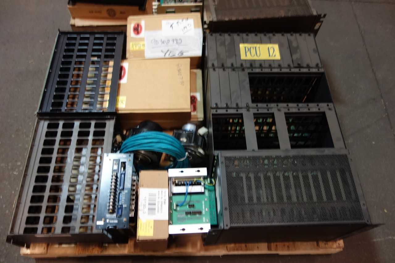 2 PALLETS OF ASSORTED ELECTRICAL- SERVO DRIVE, SERVO MOTORS, RACK CONTROLS- ABB, BAILEY, YASKAWA - SERVO