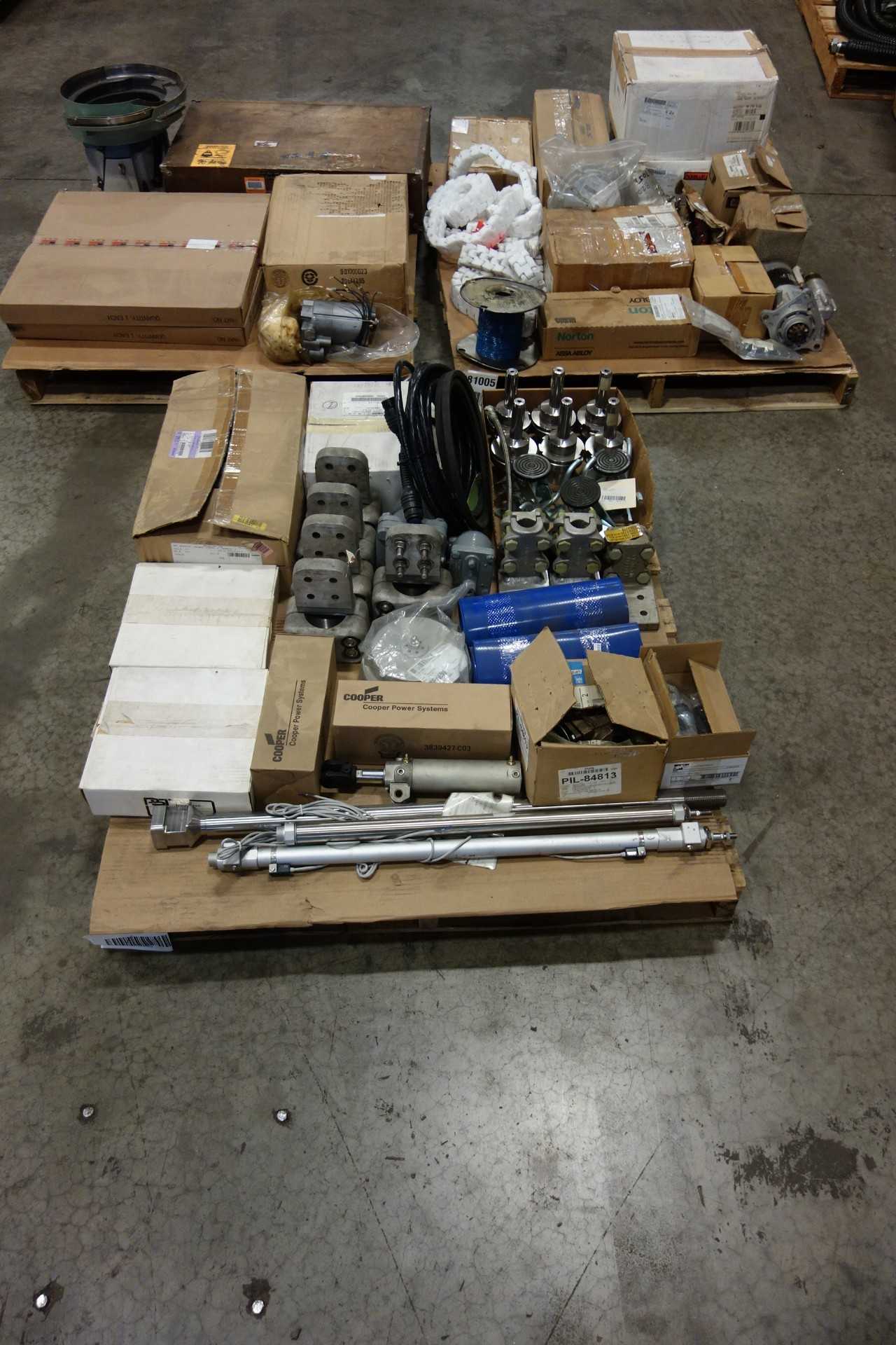 3 PALLETS OF ASSORTED INDUSTRIAL SURPLUS AND SUPPLIES - ELECTRICAL COMPONENTS