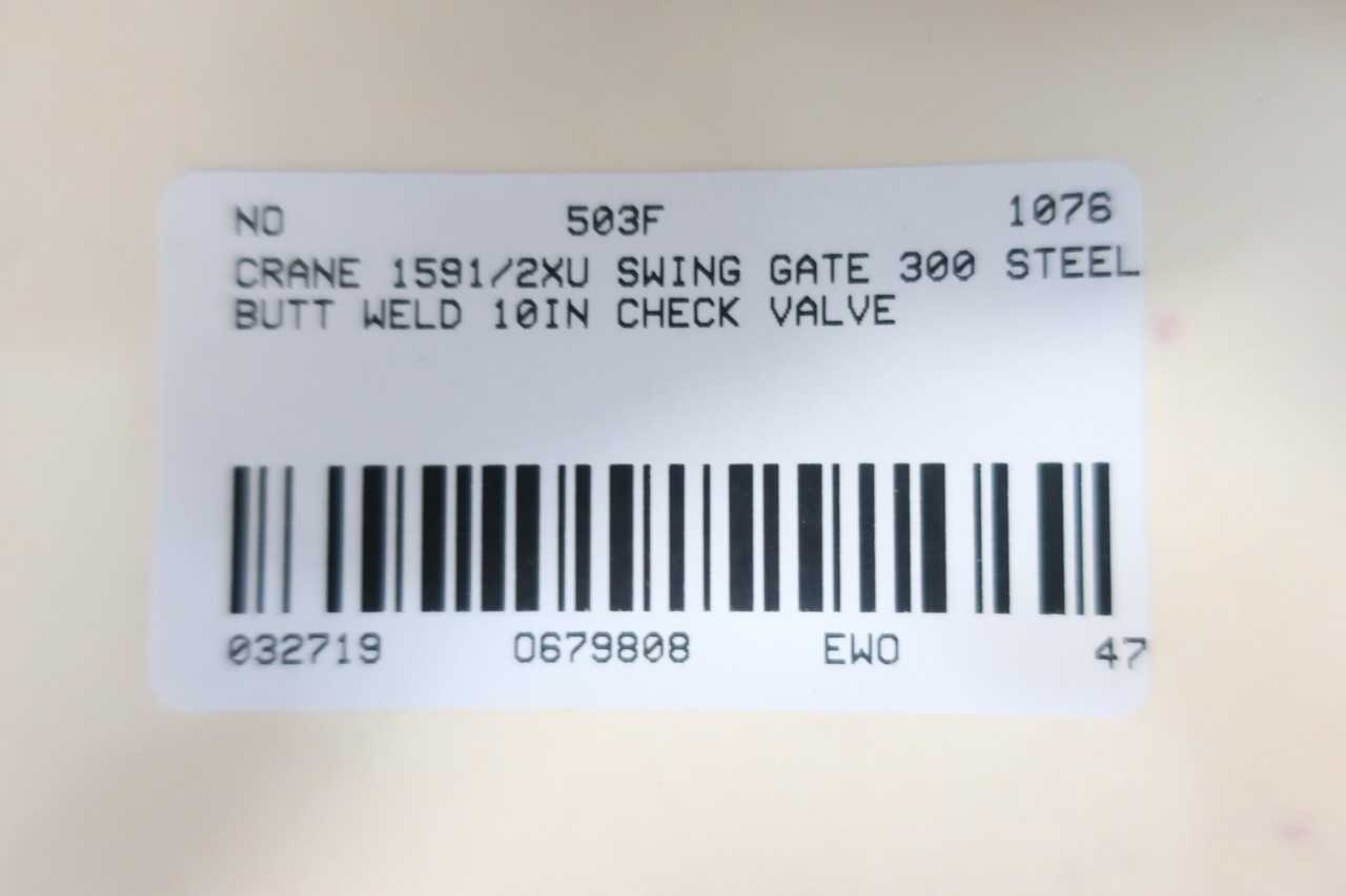 CRANE 1591/2XU SWING GATE 300 STEEL BUTT WELD 10IN CHECK VALVE - CHECK VALVE