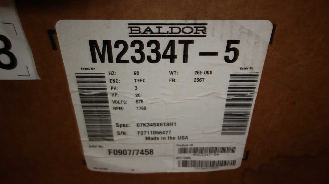 BALDOR M23334T-5 20HP 575V-AC 256T MOTOR - ELECTRIC MOTORS