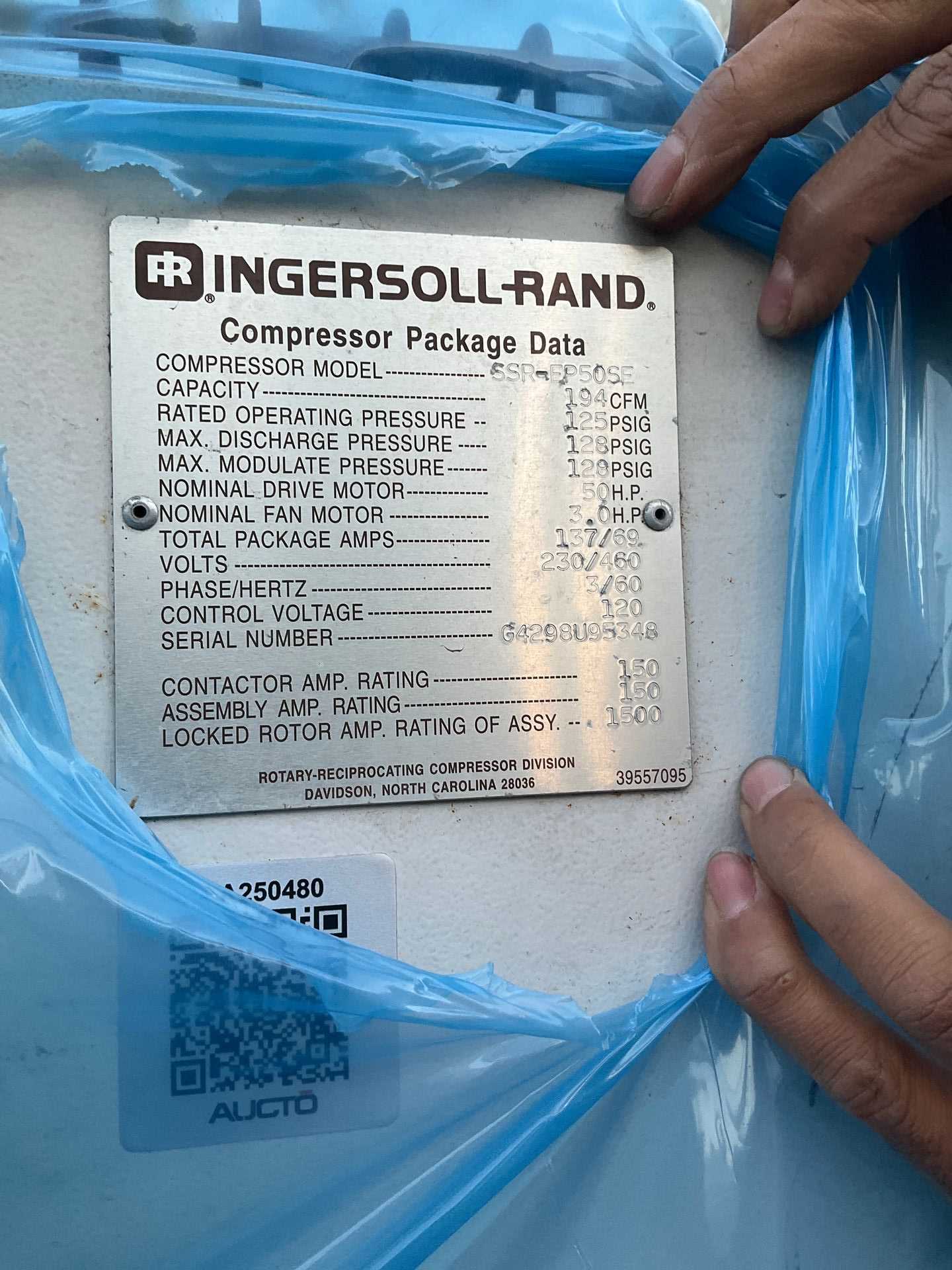 INGERSOLL RAND SSR-EP50SE AIR COMPRESSOR